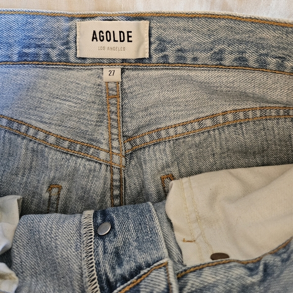 Agolde Riley Blue Distressed Jeans - Picture 2 of 8
